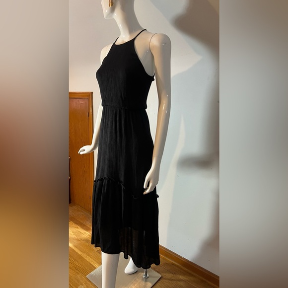 LUSH Haltered Tiered Mid Black Dress Small - Picture 2 of 8